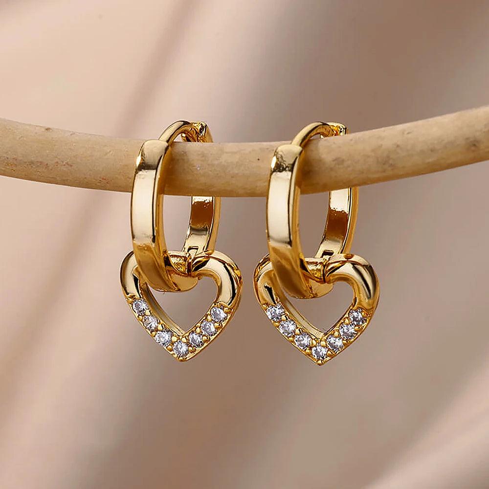 Heart earrings in 18K Gold and 925 Silver 