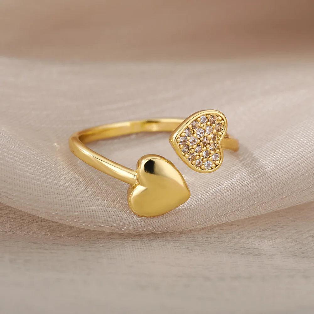 Adjustable rings 18K Gold and Zirconia 