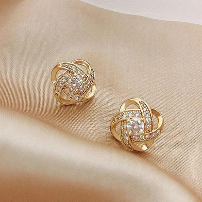 Geometric Earring in 18K Gold and Zirconia 