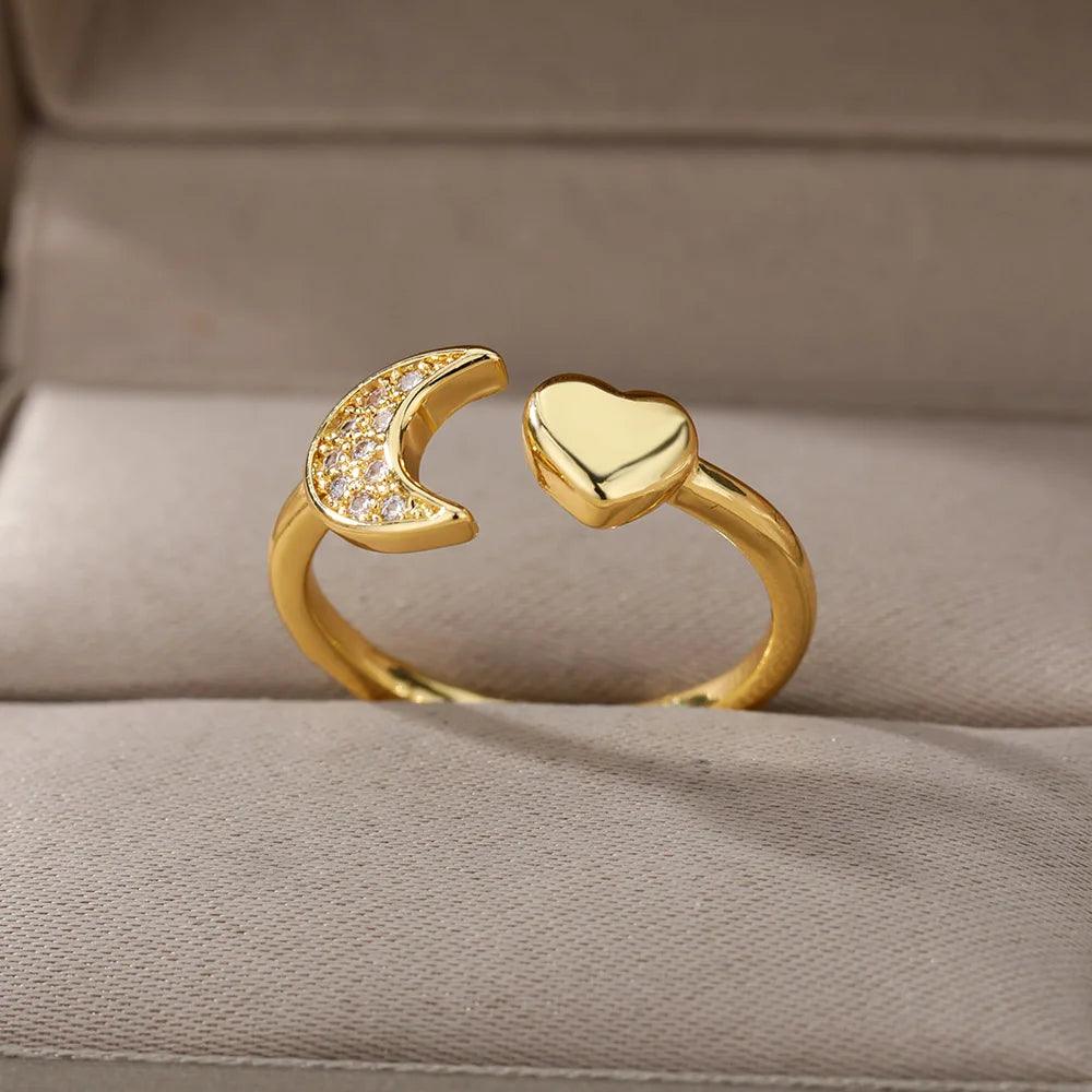 Adjustable rings 18K Gold and Zirconia 