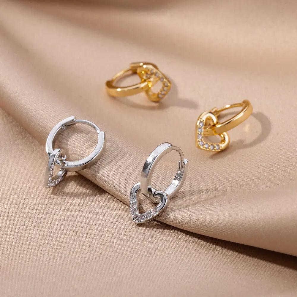 Heart earrings in 18K Gold and 925 Silver 