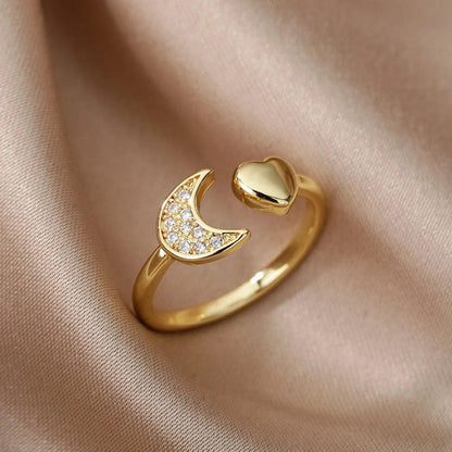 Adjustable rings 18K Gold and Zirconia 