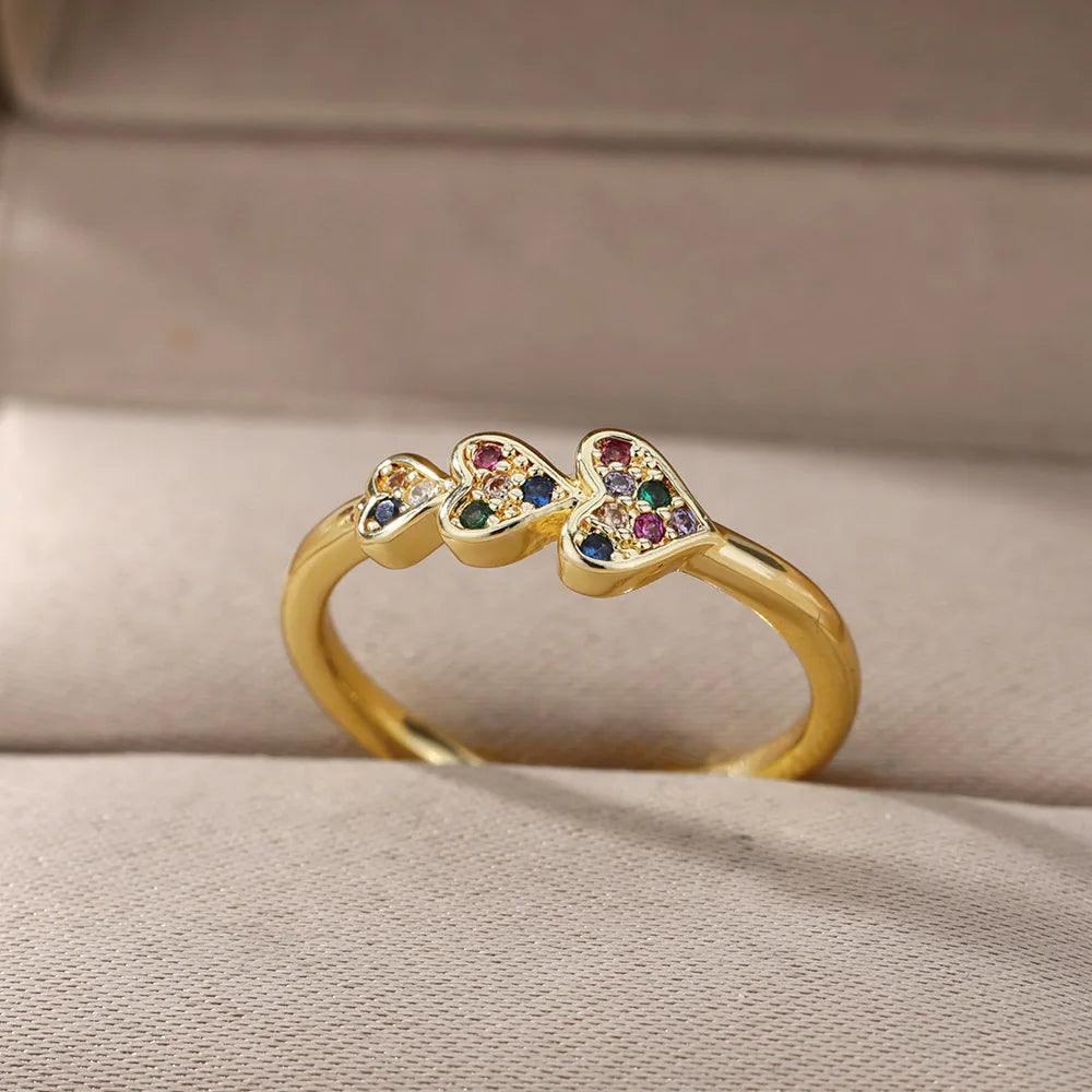 Adjustable rings 18K Gold and Zirconia 