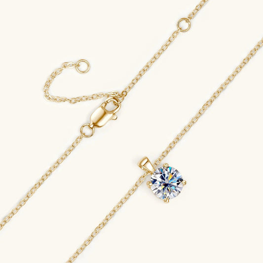 18k Gold Plated Moissanite Solitaire Light Point Necklace 