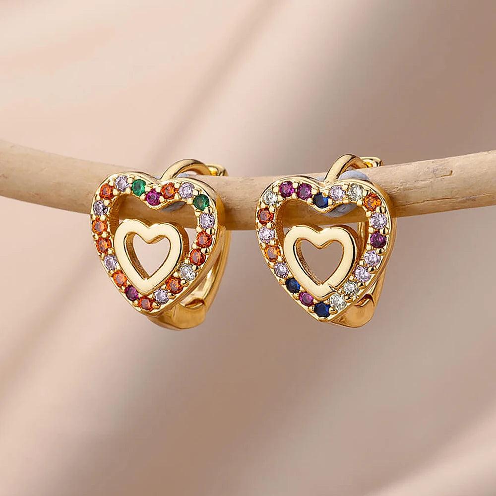 Heart earrings in 18K Gold and 925 Silver 