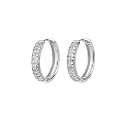 24K Gold and 925 Silver Hoop Earrings with Zirconia 