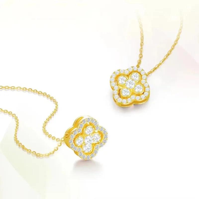 Lucky Clover Necklace Gold and Silver Plated 