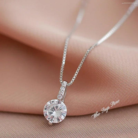 Point of Light Necklace in 925 Silver and Zirconia 