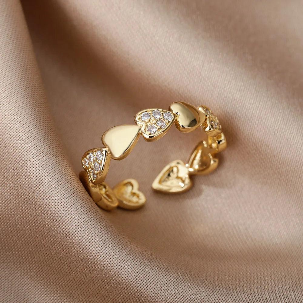 Adjustable rings 18K Gold and Zirconia 