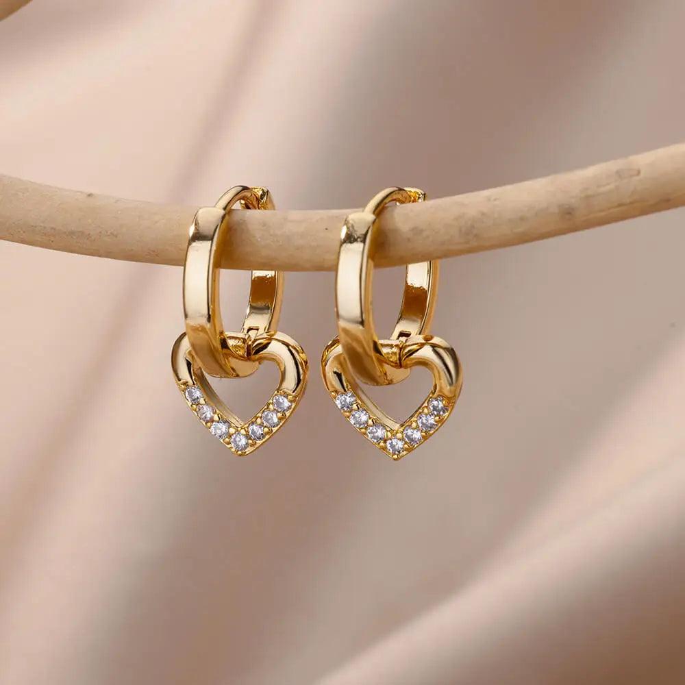 Heart earrings in 18K Gold and 925 Silver 